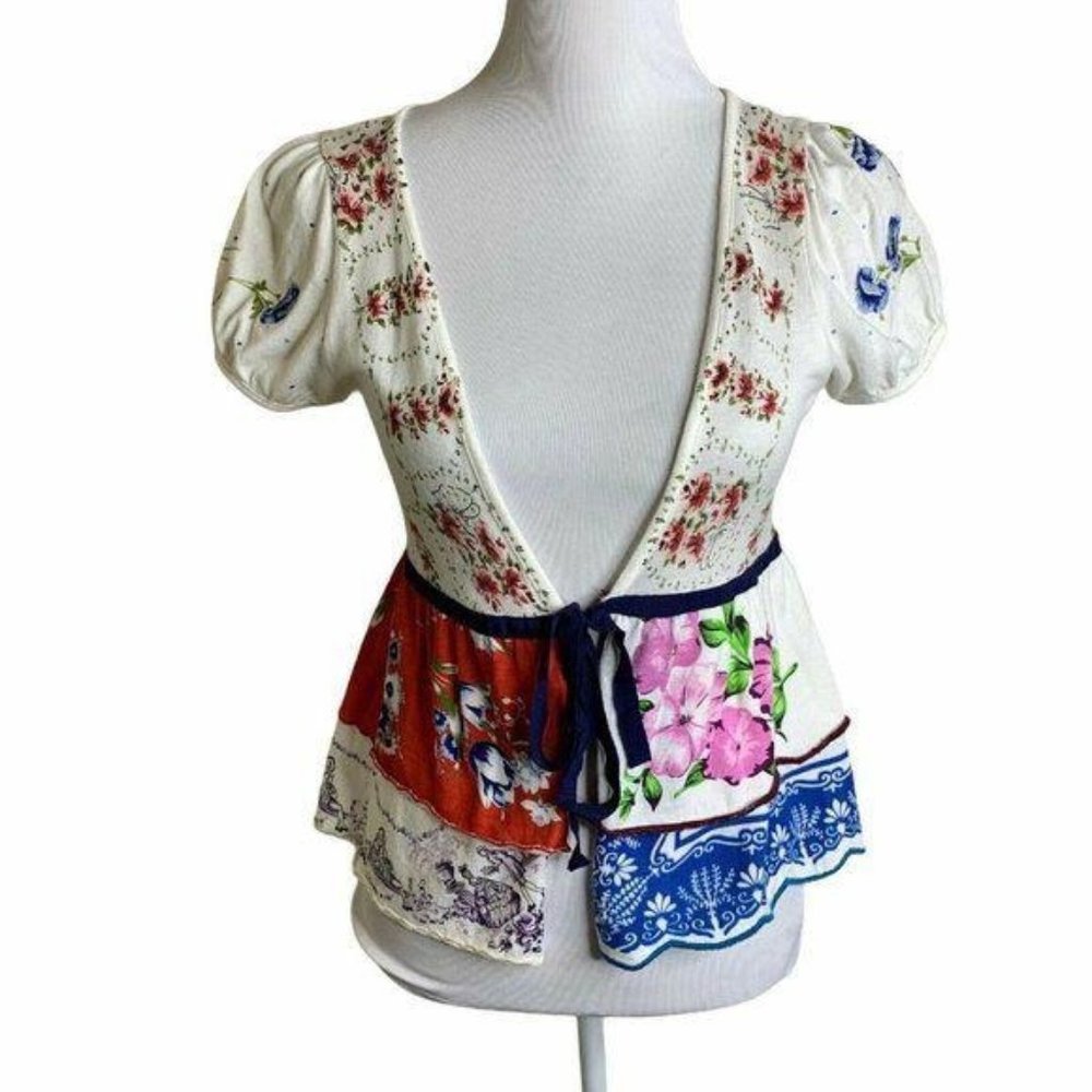 Knitted & Knotted Mix Print Embroidery Top
